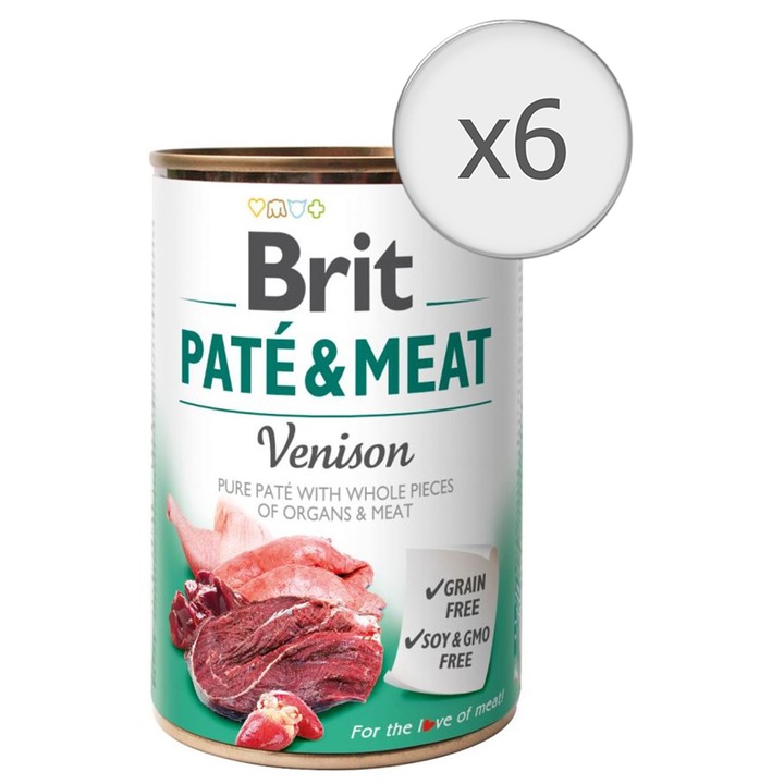 Hrana umeda pentru caini Brit Pate & Meat, Vanat, 6x800g