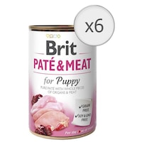 Hrana umeda pentru caini Brit Pate & Meat, Puppy, 6x400g