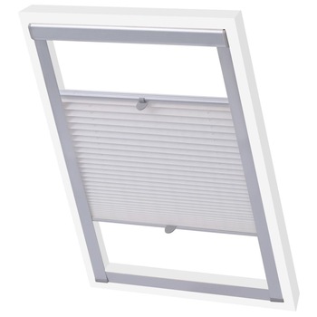 Jaluzea plisata pentru fereastra sistem velux, vidaXL, Tesatura, C02, Alb Jaluzea plisata pentru fereastra sistem velux, vidaXL, Tesatura, C02, Alb