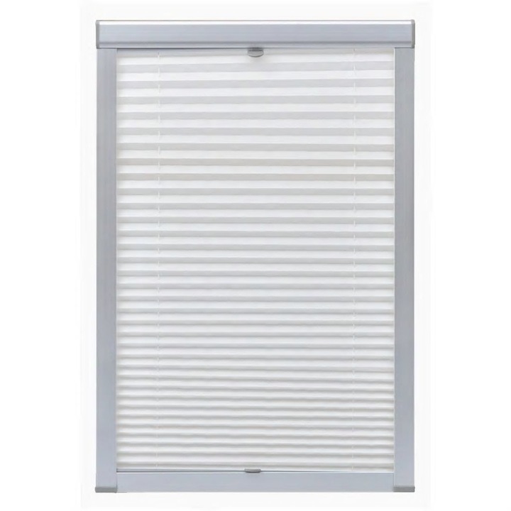Плисирана щора за прозорец vidaXL, Система Velux, Плат, S08 / 608, 114 x 140 см, Бял