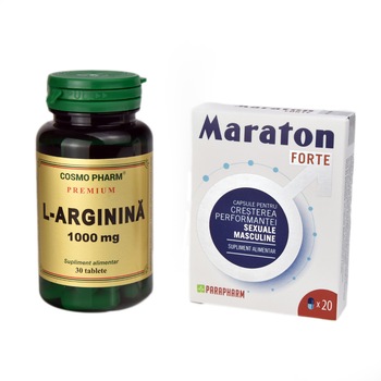 Pachet Maraton Forte 20 capsule + L-Arginina 1000 mg 30tb, Parapharm Pachet Maraton Forte 20 capsule + L-Arginina 1000 mg 30tb, Parapharm