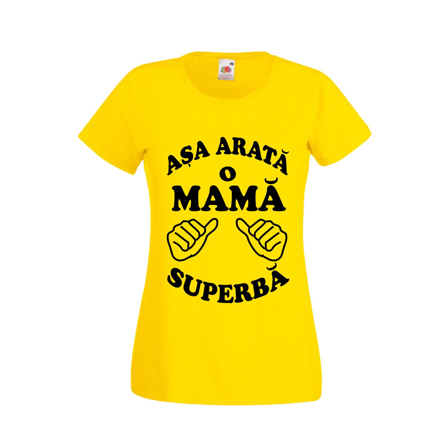 Tricou personalizat Fruit of the loom Asa arata o mama superba XL galben