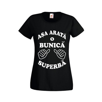 Tricou personalizat Fruit of the loom Asa arata o bunica superba M negru Tricou personalizat Fruit of the loom Asa arata o bunica superba M negru
