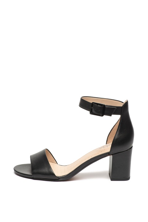 Clarks, Sandale de piele, cu bareta pe glezna Deva Mae, Negru, 5