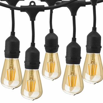 Ghirlanda luminoasa de exterior 10 metri cu 10 becuri LED Vintage 4W E27 cablu cauciuc negru interconectabila Ghirlanda luminoasa de exterior 10 metri cu 10 becuri LED Vintage 4W E27 cablu cauciuc negru interconectabila