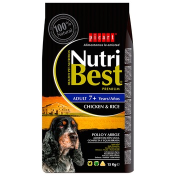 Hrana uscata pentru caini Nutribest Adult 7+, Pui si Orez, 3Kg Hrana uscata pentru caini Nutribest Adult 7+, Pui si Orez, 3Kg