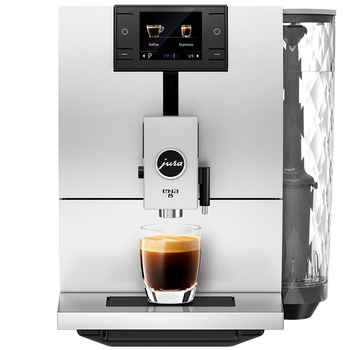 Espressor automat Jura ENA8, 15 bari, 1.1 l, 125 gr, rasnita AromaG3, 10 specialitati One Touch, afisaj color, Alb Espressor automat Jura ENA8, 15 bari, 1.1 l, 125 gr, rasnita AromaG3, 10 specialitati One Touch, afisaj color, Alb
