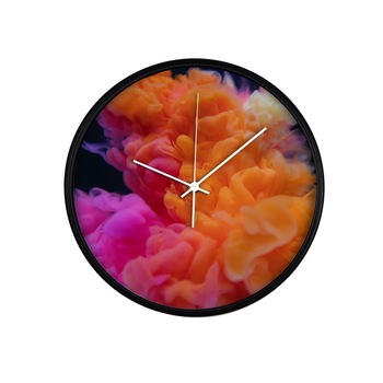 Ceas perete, produs DekoStore, pentru birou, living sau showroom, cu mecanism silentios, Fum multicolor, diametru 30 cm, rama neagra din plastic Ceas perete, produs DekoStore, pentru birou, living sau showroom, cu mecanism silentios, Fum multicolor, diametru 30 cm, rama neagra din plastic