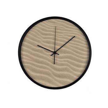 Ceas perete, produs DekoStore, pentru birou, living sau showroom, cu mecanism silentios, Dune de nisip in desert, diametru 30 cm, rama neagra din plastic Ceas perete, produs DekoStore, pentru birou, living sau showroom, cu mecanism silentios, Dune de nisip in desert, diametru 30 cm, rama neagra din plastic
