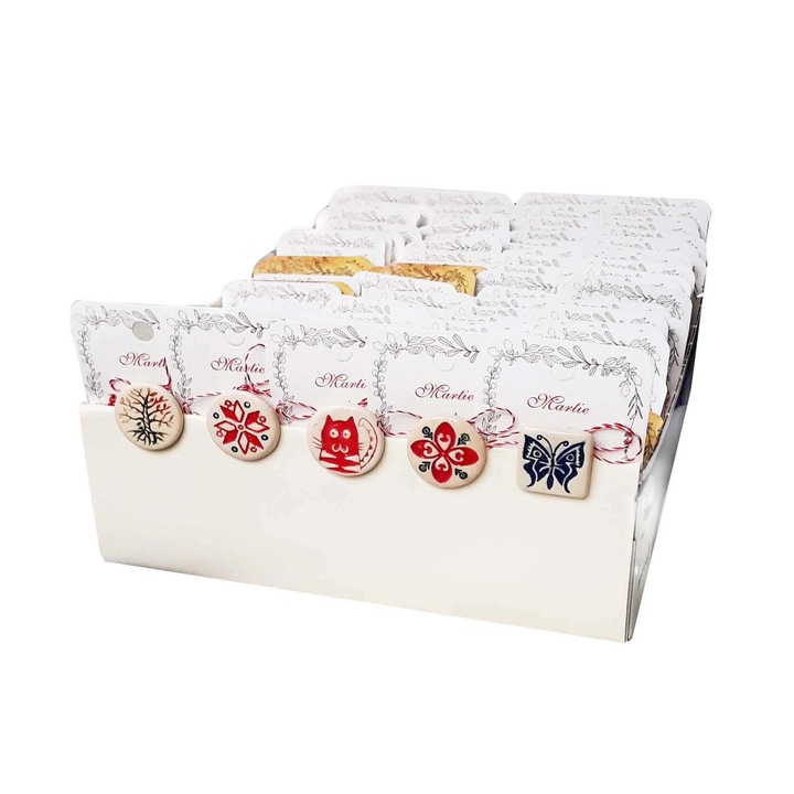 Set 100 buc,martisoare din portelan,aranjare mixta,Martisor Romanesc,multicolor