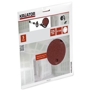 Set 5 discuri hartie abraziva, smirghel granulatie G 100 cu prindere scai pentru slefuitor glet pereti, tavan, rigips pentru modele Powerplus 5 buc/set, diametru225 Set 5 discuri hartie abraziva, smirghel granulatie G 100 cu prindere scai pentru slefuitor glet pereti, tavan, rigips pentru modele Powerplus 5 buc/set, diametru225