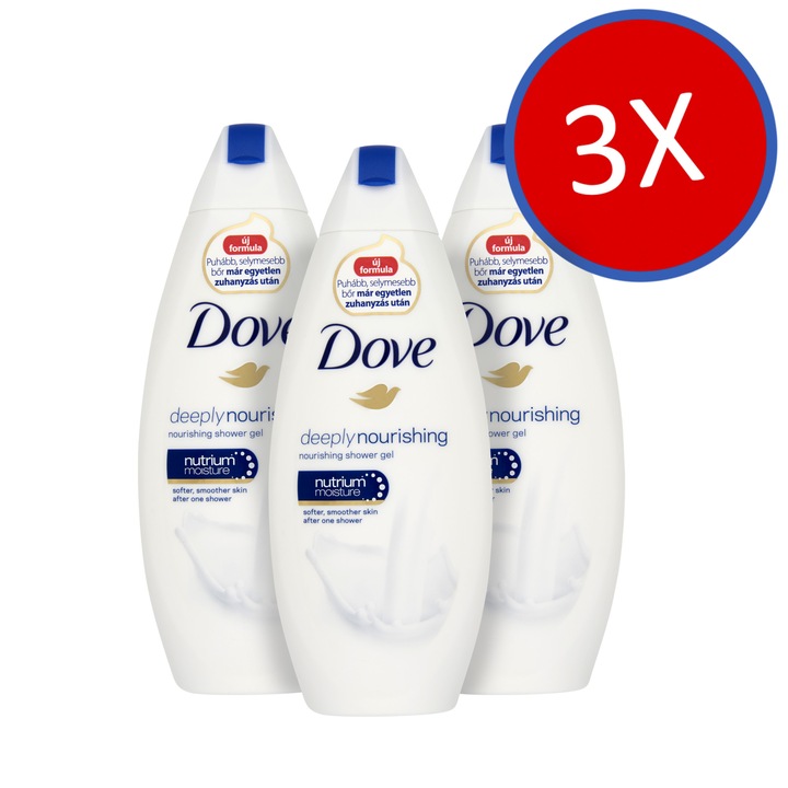 Gel de dus, DOVE, Deeply Nourishing, 3 x 250 ml