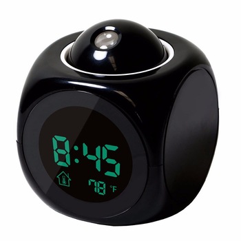 Ceas de camera cu proiectie pe tavan, alarma, negru Ceas de camera cu proiectie pe tavan, alarma, negru