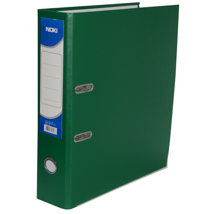 Biblioraft plastifiat Noki, cotor 7.5 cm, verde, A4 25 buc/cutie
