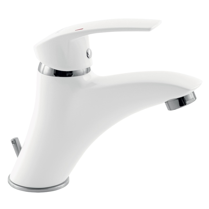 Baterie Metalia 57 stativa lavoar, alb/crom fara ventil, cu FerroAirMix perlator pentru baterie lavoar