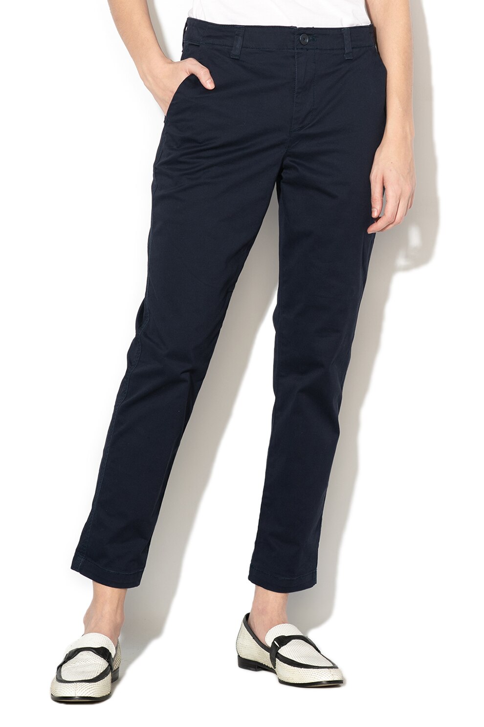 GAP, Pantaloni crop cu talie medie, Bleumarin inchis