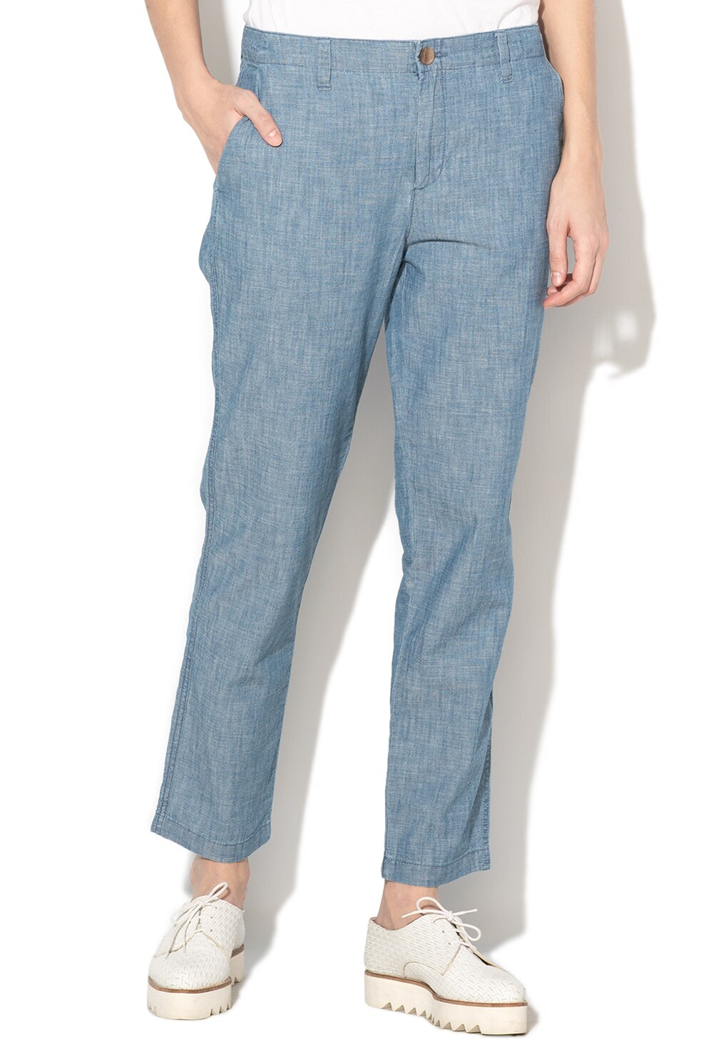 GAP, Pantaloni chino din chambray cu talie medie, Albastru prafuit