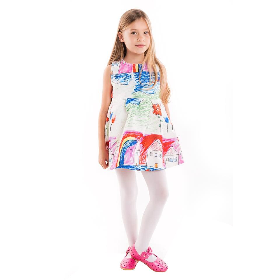 Rochie din bumbac pentru fete, alba