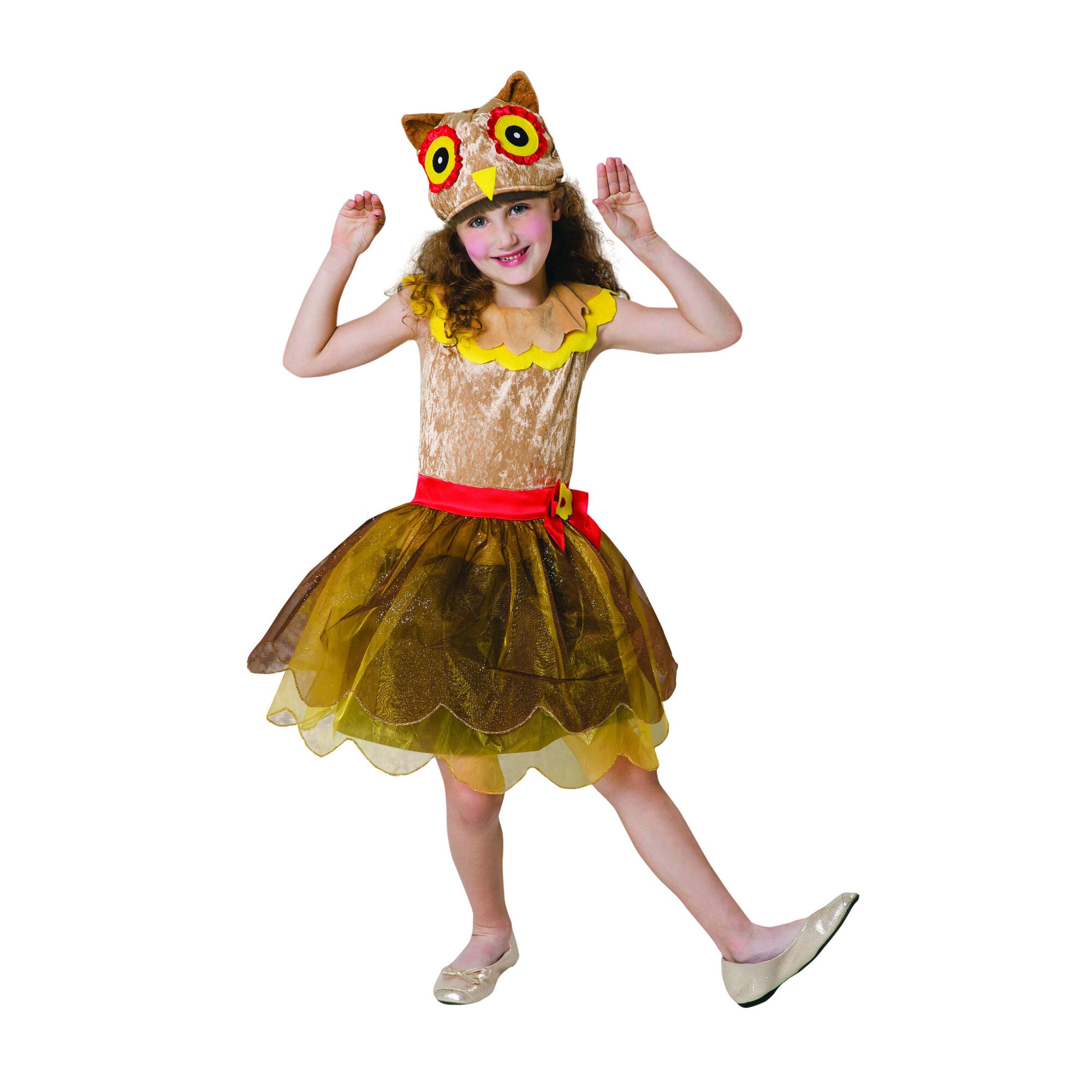 Costum carnaval fete Bufnita cu rochie si palarie, 4-6ani, Funny Party Shop