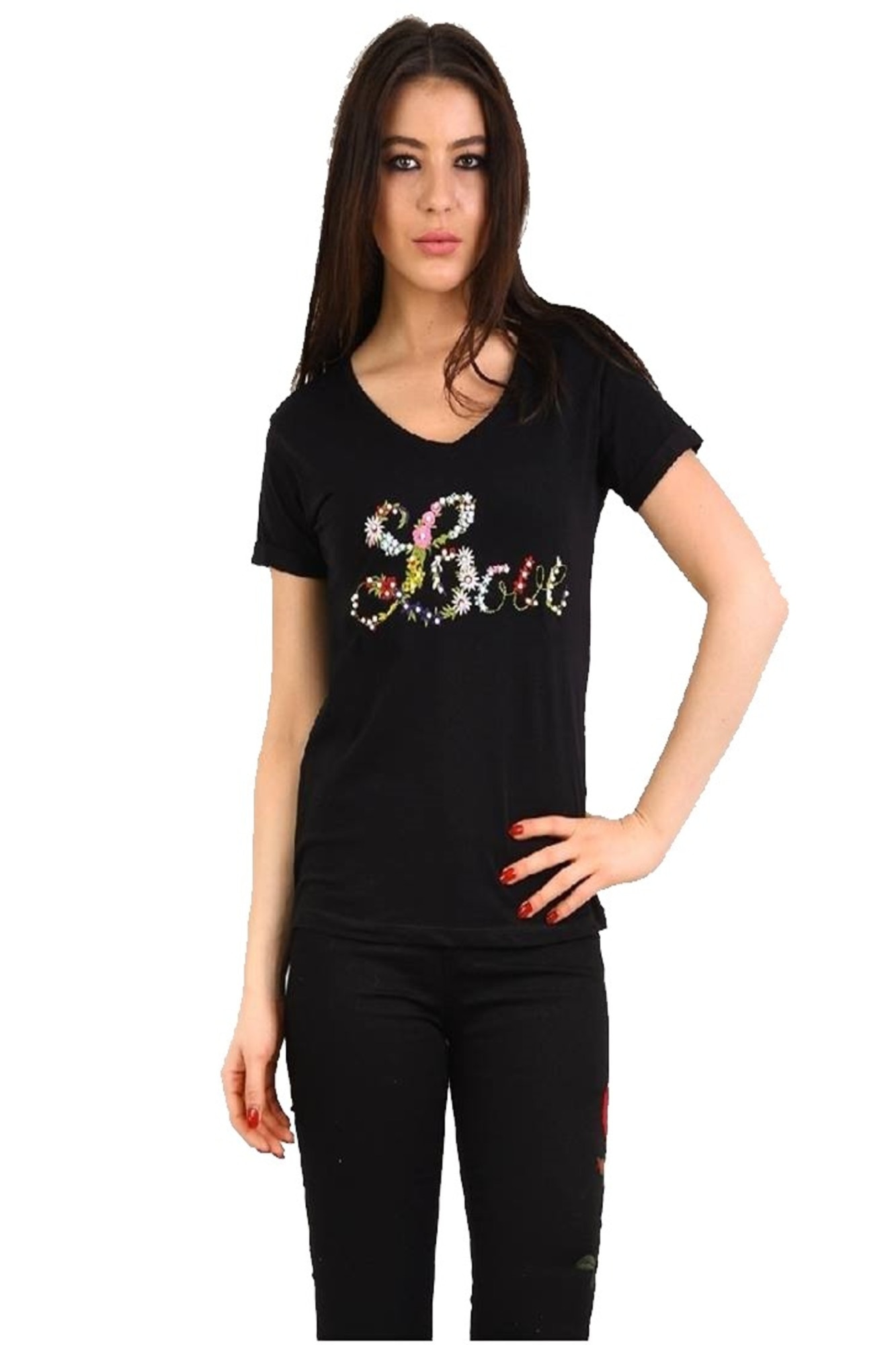 Tricou dama Love,Iudita Boutique, Negru