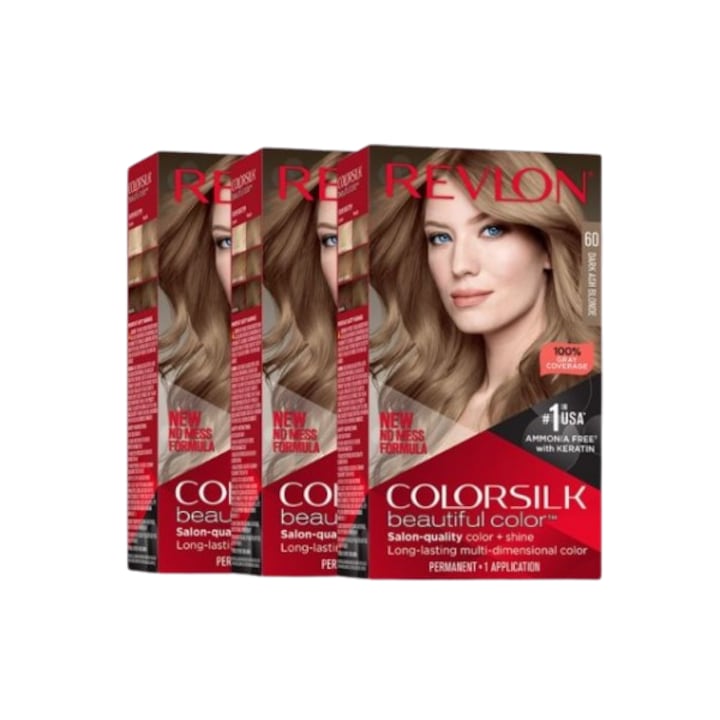 Pachet Promotional Revlon Vopsea Par Colorsilk 60 Dark Ash Blonde X 3 bucati