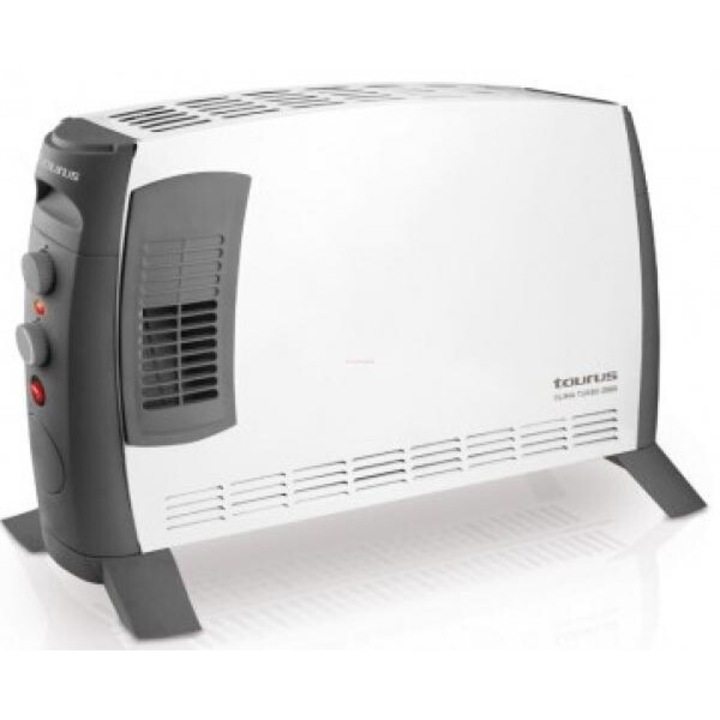 Convector Electric, Tiravis® Taurus, 2000W, Calorifer Electric Cu 3 Trepte De Putere, Functie Turbo Pentru Incalzire Rapida, Termostat Reglabil Si Protectie La Supraincalzire, Incalzitor Electric Pentru Casa Si Birou, Design Compact, Alb/Gri