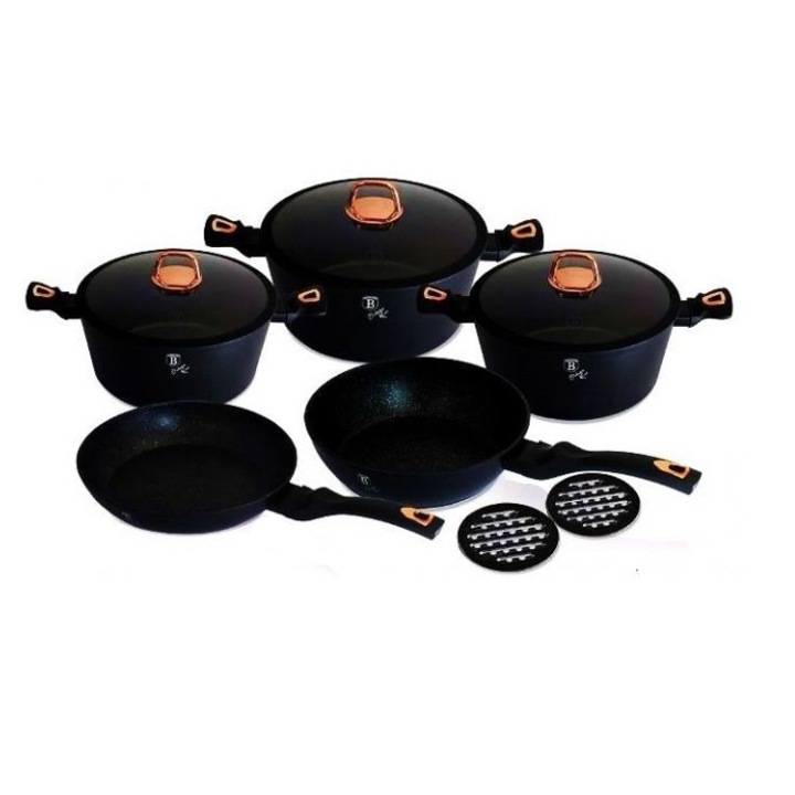 Set Oale si tigai marmorate 10 piese Black Rose Berlinger Haus BH 1645N