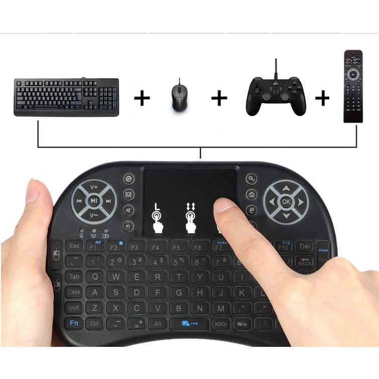 Set Mini Tastatura iluminata, wireless, Neagra si Modulator FM Centenar KC-681