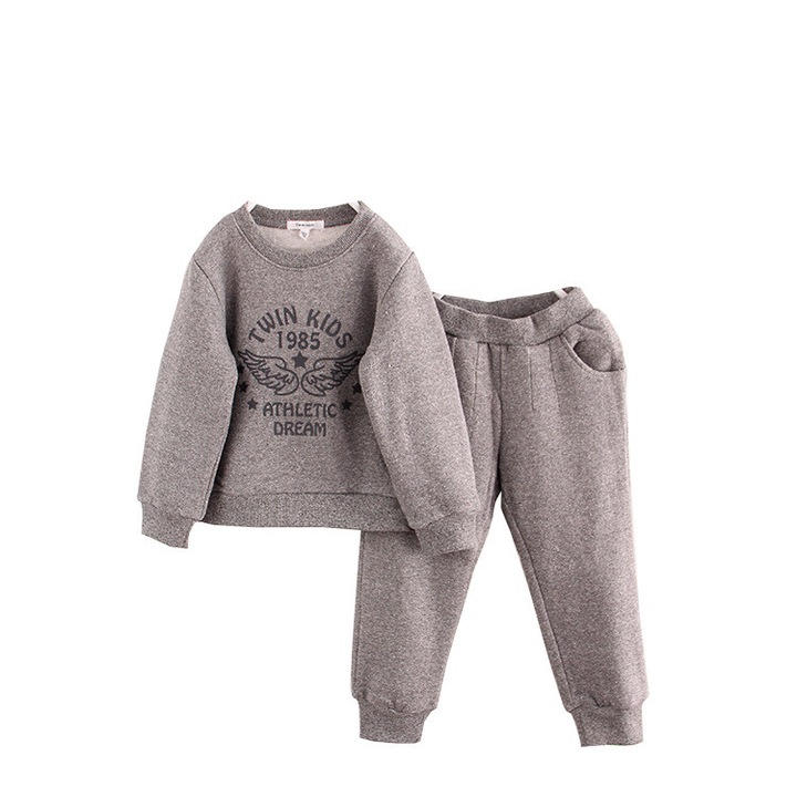 Compleu din bumbac pentru fete, gri