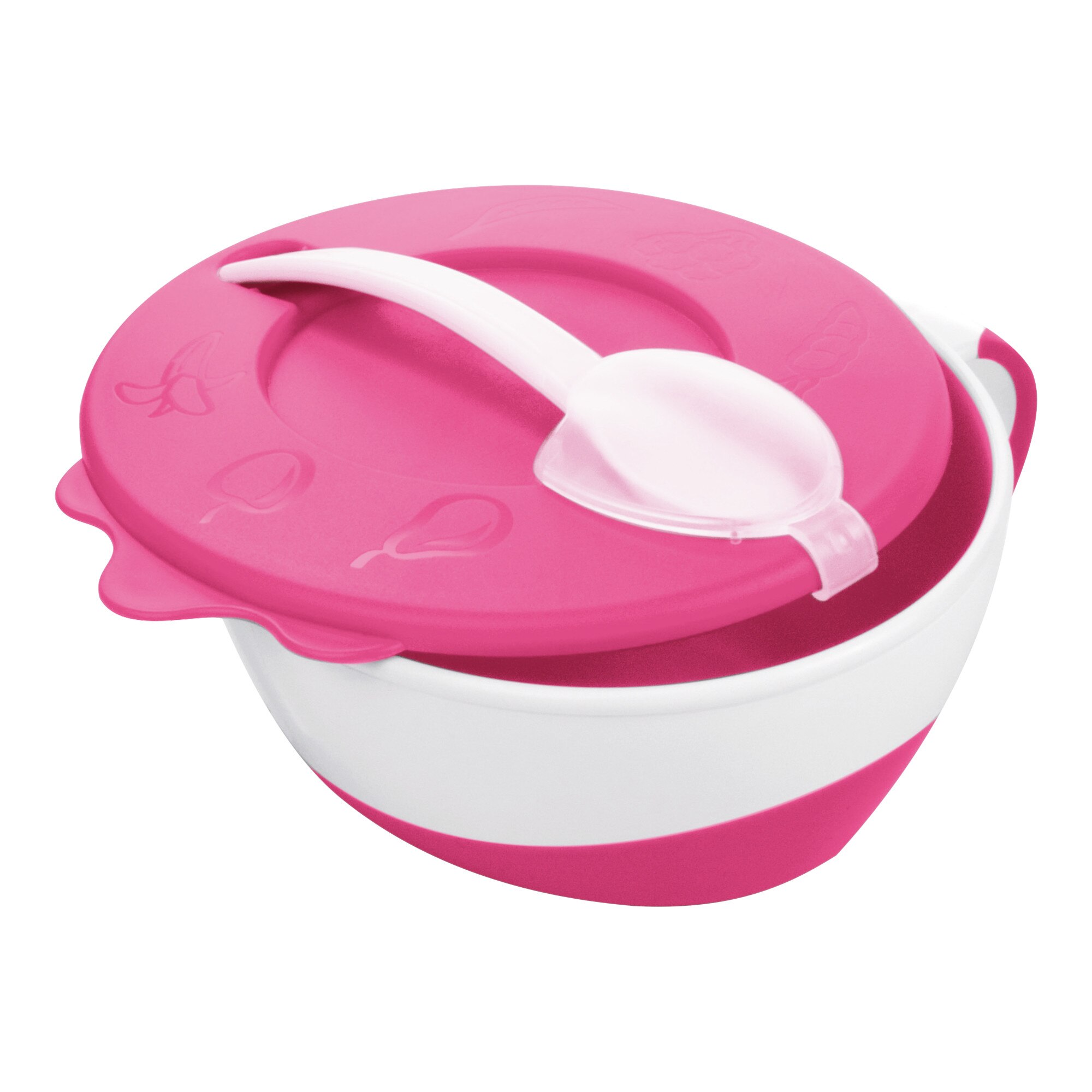 Bol cu lingurita si capac „Vacuta“, Canpol babies®, 350 ml, roz