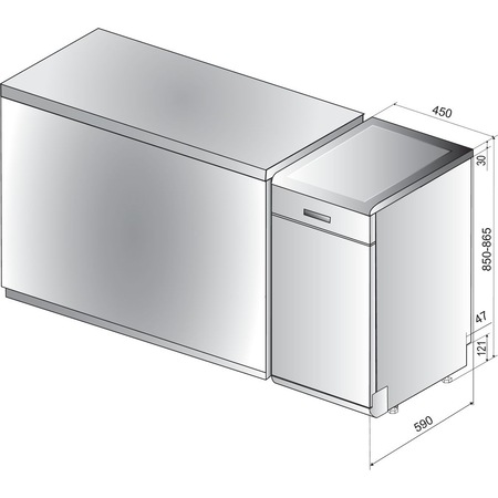 Masina de spalat vase Whirlpool WSFO3O23PFX, 10 seturi, 7 programe, 6th Sense, Power Clean, Clasa A++, 45 cm, Inox