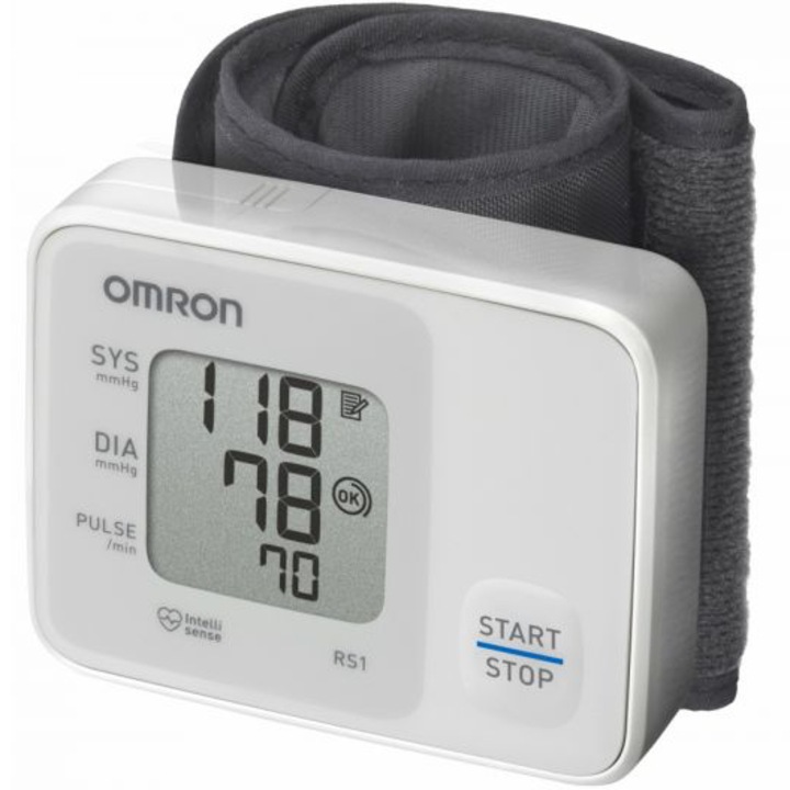 OMRON RS1 Csuklós vérnyomásmérő, Teljesen automata, Intellisense technológia, Fehér
