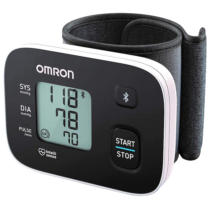 OMRON RS3 Csuklós vérnyomásmérő, 60 mérés, Klinikailag jóváhagyott, Fekete