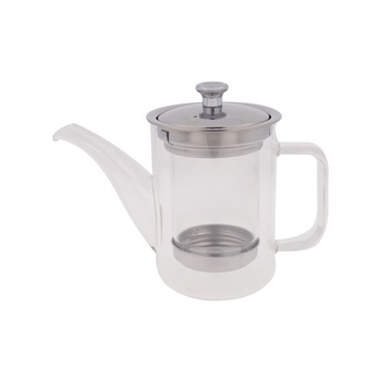 Ceainic cu infuzor din sticla termorezistenta cu capac si sita inox 400ml Ceainic cu infuzor din sticla termorezistenta cu capac si sita inox 400ml