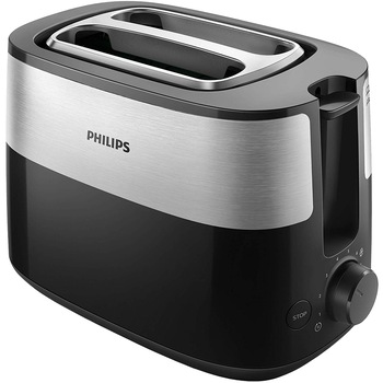 Prajitor de paine Philips HD2515/90, 830 W, 2 fante variabile, functie dezghetare, 8 setari, Negru Prajitor de paine Philips HD2515/90, 830 W, 2 fante variabile, functie dezghetare, 8 setari, Negru