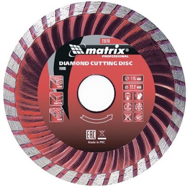 Matrix MTX PREMIUM Gyémánt tárcsa, Turbó száraz vágáshoz, 125 x 22,2 mm