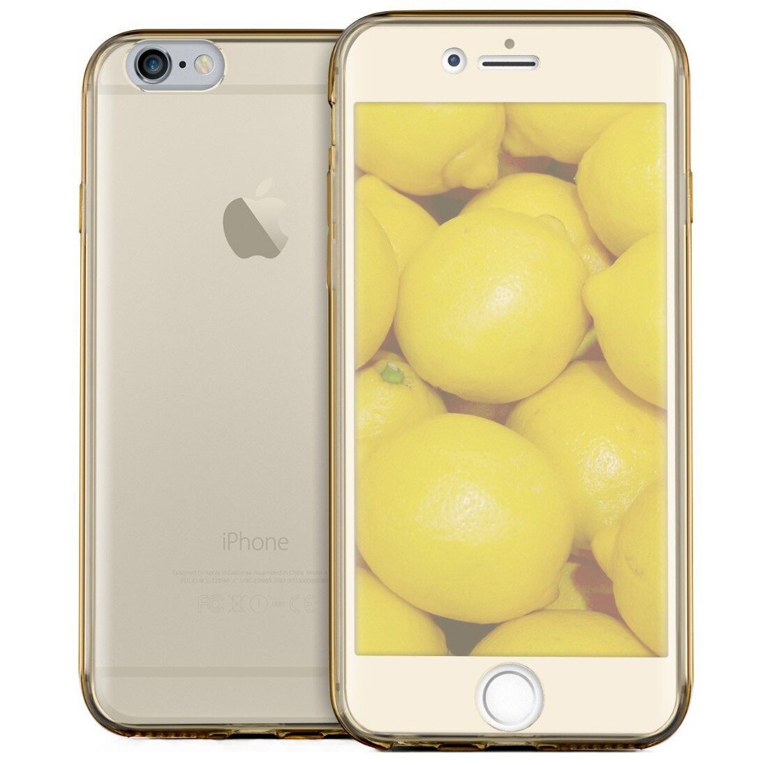 Husa Full TPU 360° (fata + spate) pentru iPhone 6 / 6S, Gold transparent