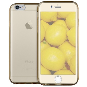 Husa Full TPU 360° (fata + spate) pentru iPhone 6 / 6S, Gold transparent Husa Full TPU 360° (fata + spate) pentru iPhone 6 / 6S, Gold transparent