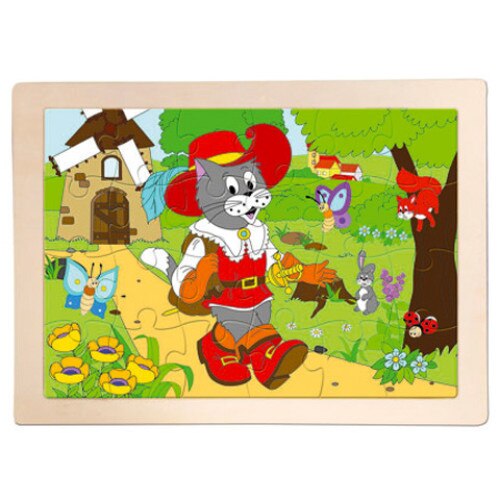 Motanul incaltat puzzle lemn 24 de piese /-/ Woddyland