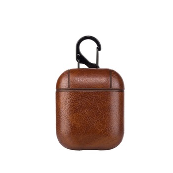 Husa suport din piele casti Apple AirPods, Bibilel, Maro, BBL655 Husa suport din piele casti Apple AirPods, Bibilel, Maro, BBL655
