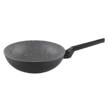 Tigaie wok , Diametru 28 cm, Material aluminiu, Strat granit, Maner ergonomic si Set cutite 3 piese Tigaie wok , Diametru 28 cm, Material aluminiu, Strat granit, Maner ergonomic si Set cutite 3 piese