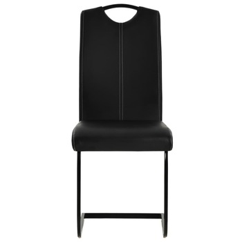 Set de 2 scaune de bucatarie, vidaXL, Piele artificiala, Negru, 43 x 55 x 100 cm