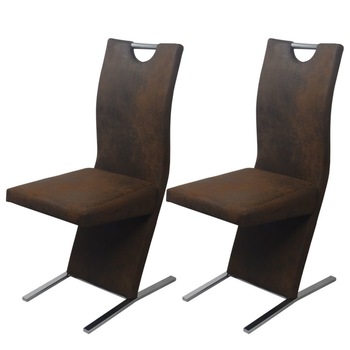 Set de 2 scaune de bucatarie, vidaXL, Cadru de otel si tapiterie textila, Maro, 40.5 x 61 x 99 cm