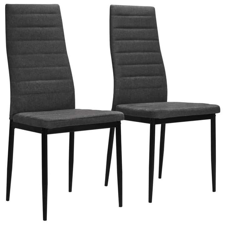 Set scaune de bucatarie vidaXL, 2 buc., gri inchis, material textil, 43 x 44 x 96 cm, 7.1 kg