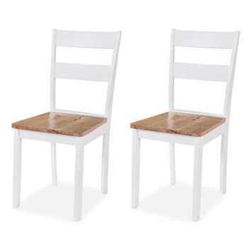 Set de 6 scaune de bucatarie, vidaXL, Lemn de hevea, Alb, 40.5 x 47.5 x 95.5 cm Set de 6 scaune de bucatarie, vidaXL, Lemn de hevea, Alb, 40.5 x 47.5 x 95.5 cm