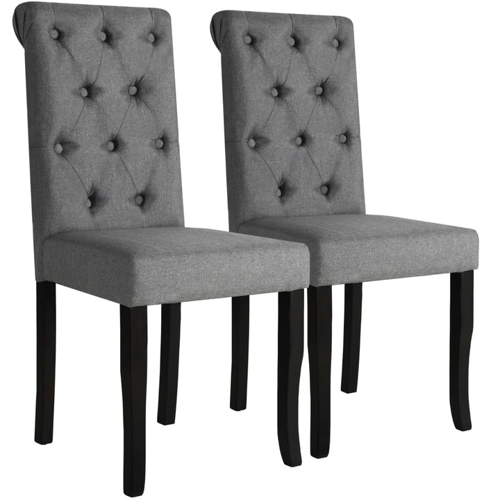 Set scaune de bucatarie vidaXL, 2 buc., gri inchis, material textil, 42 x 52 x 96 cm, 10.31 kg