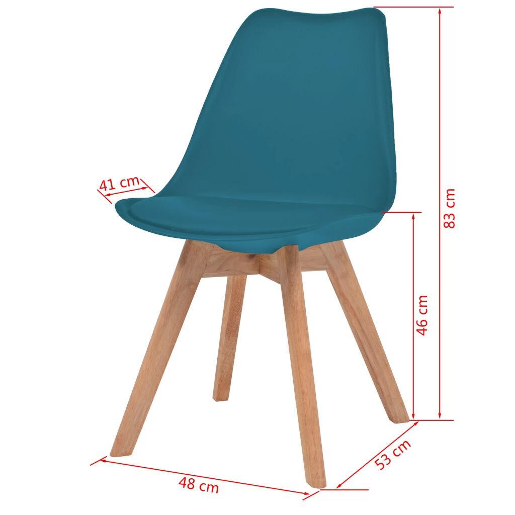 Set de 6 scaune de bucatarie, vidaXL, picioare din lemn de cauciuc, Verde, 48 x 53 x 83 cm
