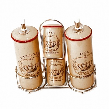 Oliviera maro Cuisine, set 4 piese ceramica, suport inox Oliviera maro Cuisine, set 4 piese ceramica, suport inox