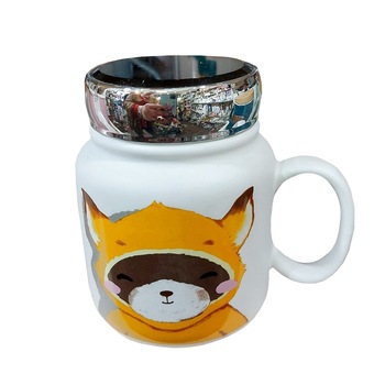 Termos ceramic Funny 400ml, Cana cu capac oglinda Termos ceramic Funny 400ml, Cana cu capac oglinda