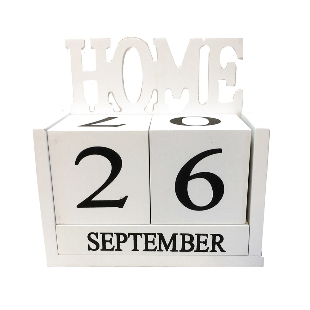 Calendar lemn Gregory 14.5x8x15cm, Alb, Retro